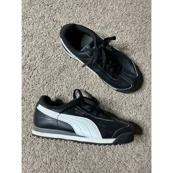 Puma Unisex Kids Roma Basic PS Sneaker Athletic Black White Trainers Leather 11C - Picture 1 of 7